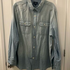 AMERICAN EAGLE OUTFITTERS Chambray Button Down Long Sleeve Shirt Size XL
